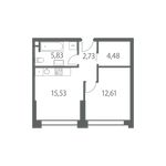 Планировка 1-комнатной квартиры, 41 м2