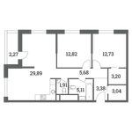 Планировка 3-комнатной квартиры, 103 м2