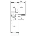 Планировка 3-комнатной квартиры, 76 м2