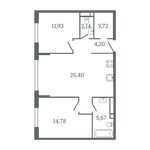 Планировка 2-комнатной квартиры, 68 м2