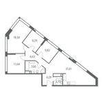 Планировка 4-комнатной квартиры, 101 м2