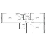 Планировка 3-комнатной квартиры, 81 м2