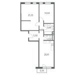Планировка 3-комнатной квартиры, 78,81 м2