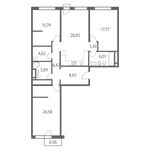 Планировка 3-комнатной квартиры, 116,21 м2
