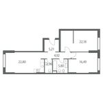Планировка 3-комнатной квартиры, 80,36 м2