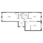 Планировка 3-комнатной квартиры, 80,59 м2