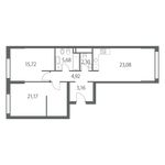 Планировка 3-комнатной квартиры, 78,03 м2