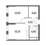 Планировка 1-комнатной квартиры, 40,99 м2