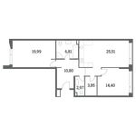 Планировка 2-комнатной квартиры, 84,31 м2