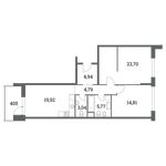Планировка 3-комнатной квартиры, 76,97 м2