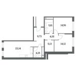 Планировка 3-комнатной квартиры, 80,79 м2