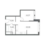 Планировка 1-комнатной квартиры, 45,05 м2