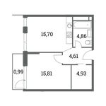 Планировка 1-комнатной квартиры, 45,28 м2