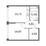 Планировка 1-комнатной квартиры, 45,46 м2