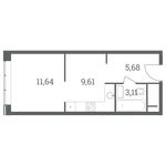 Планировка 1-комнатной квартиры, 30,04 м2