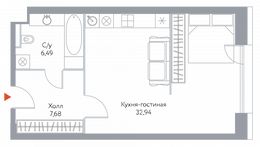 Планировка квартиры студии, 47,11 м2