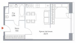 Планировка квартиры студии, 46,72 м2