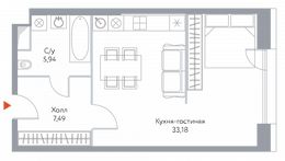 Планировка квартиры студии, 46,61 м2