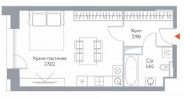 Планировка квартиры студии, 38,54 м2