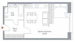 Планировка квартиры студии, 46,67 м2