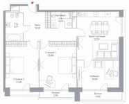 Планировка 3-комнатной квартиры, 124,21 м2