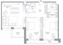 Планировка 3-комнатной квартиры, 129,55 м2