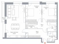 Планировка 3-комнатной квартиры, 113,7 м2