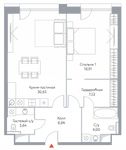 Планировка 2-комнатной квартиры, 74,8 м2