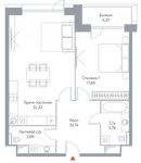 Планировка 2-комнатной квартиры, 75,97 м2