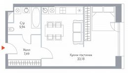 Планировка квартиры студии, 46,61 м2