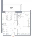 Планировка 1-комнатной квартиры, 61,4 м2