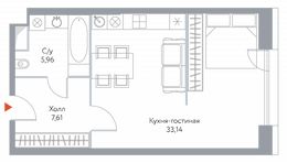 Планировка квартиры студии, 46,5 м2