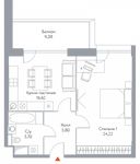 Планировка 1-комнатной квартиры, 61,4 м2