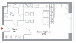 Планировка квартиры студии, 46,71 м2
