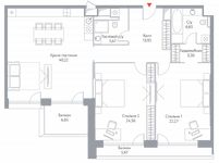 Планировка 3-комнатной квартиры, 128,8 м2