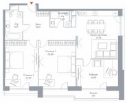 Планировка 3-комнатной квартиры, 124,06 м2