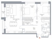 Планировка 3-комнатной квартиры, 113,88 м2