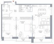 Планировка 3-комнатной квартиры, 123,4 м2