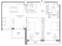 Планировка 3-комнатной квартиры, 128,8 м2