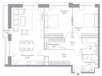 Планировка 3-комнатной квартиры, 113,6 м2