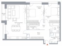 Планировка 3-комнатной квартиры, 113,7 м2