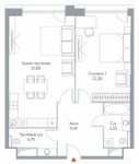 Планировка 2-комнатной квартиры, 74,8 м2