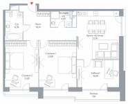 Планировка 3-комнатной квартиры, 124,03 м2