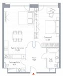 Планировка 2-комнатной квартиры, 74,7 м2