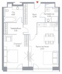 Планировка 2-комнатной квартиры, 73,7 м2