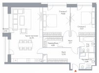 Планировка 3-комнатной квартиры, 113,3 м2