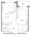 Планировка 2-комнатной квартиры, 75,5 м2
