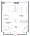 Планировка 2-комнатной квартиры, 74,9 м2