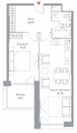 Планировка 2-комнатной квартиры, 62,4 м2