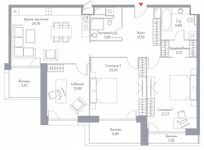 Планировка 3-комнатной квартиры, 127,9 м2